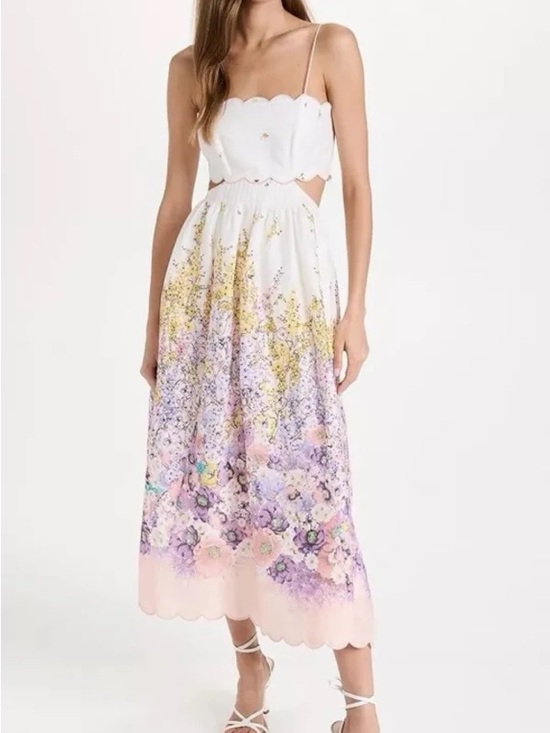 Zimmermann Dresses & Skirts - Zimmermann White Scalloped Floral Midi Dress